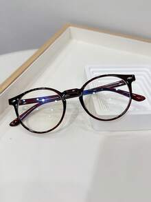 1pc Women's Casual Retro Square Tinted Fashion Eyeglasses, Suitable For Daily Wear And Street Style - Brown - View 2