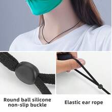 ROCKBROS 1个丝绸口罩，防紫外线UV50，三层防护，可水洗透气可调节面罩，带隐藏式通风口 - 黑色 - 查看 3