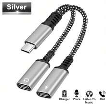 2-In-1 USB-C Headphone Jack & Fast Charging Adapter, Compatible With IPhone 17/16/15 Pro Max Plus, Compatible With IPad, Type-C To 3.5mm Audio Converter Aux Splitter Accessory - Multicolor - View 9