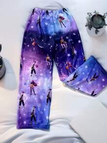 1pc KPOP Anime Print Loose Casual Lounge Pants, Multiple Colors, Korean Style, Autumn/Winter Thermal Lining - Multicolor - View 23