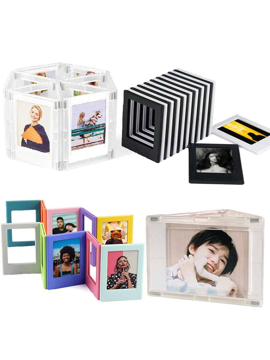 5-20个3英寸磁吸式相框迷你亚克力磁性相框透明亚克力卡片展示架