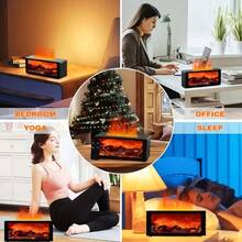 ADKING USB-Powered Fireplace Humidifier With Timer Function, Warm Light And Ambient Lighting, And Aromatherapy Oil Addition. Suitable For Home, School, And Office Use, It Makes An Ideal Holiday Gift. Features Include 7 Flame Colors, Remote Control, And Automatic Power-Off When Water Is Low. - 白色 - 查看 6