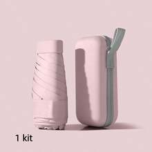 Mini Portable Folding Beach Umbrella 6-Pole UPF50+ Capsule Sun Shade MDL01 - Pink - View 8