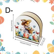 1个复活节兔子和彩蛋木质餐巾架，创意派对纸巾架，复古风格餐巾夹，多层托盘装饰，适用于派对活动、餐桌、家居、酒店、办公室、咖啡馆装饰 - 彩色 - 查看 14