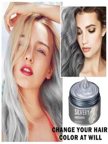 Temporary Silver Hair Color Wax-4.23 Oz Full-Size Instant Natural Color Washable No Residue Non-Damaging Hair Styling Pomade Disposable Coloring Mud For Men Women Youth Party Cosplay Halloween DIY Easy To Clean Perfect For Holiday Styling Ideal For Bold Color Style Suitable For Gift Ready Best Temporary Hair Dye - 銀色 - 查看 2