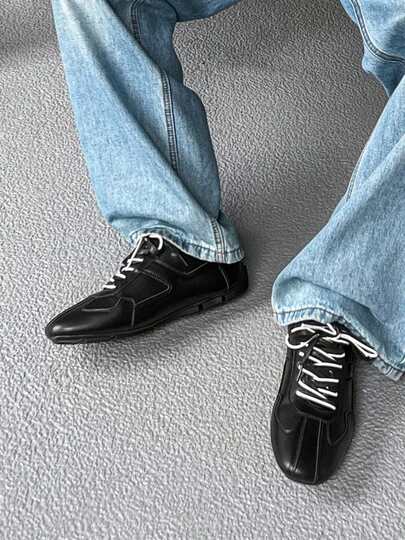 Giày Oxford đế bằng thoải mái, kiểu dáng thường ngày, có dây buộc đôi, giày lười công sở, giày đôi thời trang Cleanfi phong cách retro.