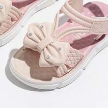 New Cute Floral Bow Kids Sandals, Non-Slip Fashion Versatile Daily Wear Shoes - Pink - View 6