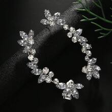1pc Silver-Color Left Ear Rhinestone Ear Clip, Shiny Jewelry - Silver - View 2