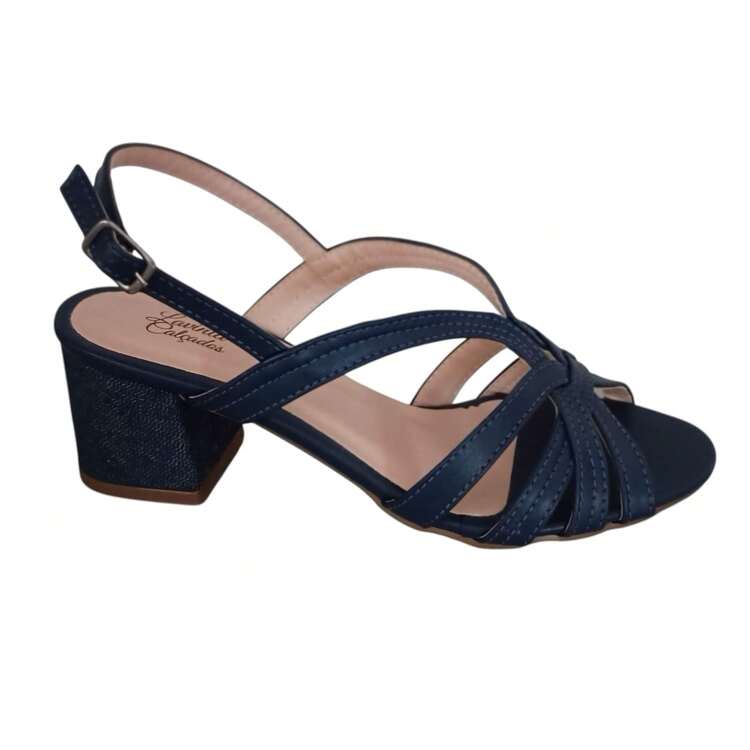 Mid-Heel Sandal, Casual And Elegant, With Buckle. - 藏蓝色 - 查看 2
