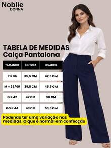 Women's Tailored Dress Pants, Wide Leg, With Zipper, Pockets, And Button, For Office Use. - Navy Blue - View 2