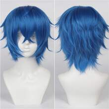 Karida 14-Inch Synthetic Fiber Cosplay Wig With Bangs, Layered Straight Hair, Unisex Cosplay Wig, High Density, Natural-Looking Cosplay Wig For Men And Women