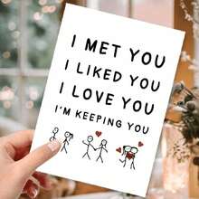 1 Pc I Like You Love You Keep You Greeting Card With Anniversary Celebrating Love Design For Family Friends Couples Colleagues Perfect For Birthday Christmas Thanksgiving Wedding Parties Any Occasions Use As Christmas Card Birthday Card Invitation Card Thank You Card Gift Card With Matching Envelope - Multicolor - View 2