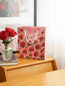 Oil Painting Rose Series Gift Bag With Handle, Suitable For Gifts, Candies, Paper Gift Bags For Valentine's Day, Wedding, Giving To Girlfriend, Boyfriend, Wife, Husband - Multicolor - View 7
