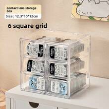1pc Transparent Multi-Compartment Contact Lens/Jewelry Storage Box, Drawer Style Organizer, Dust-Proof Clear Case - Clear - View 8