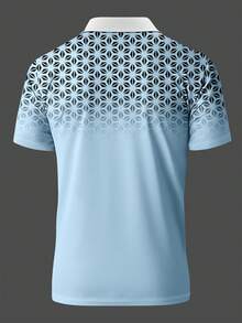 男士休闲渐变印花短袖Polo衫，夏季 - 彩色 - 查看 3