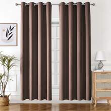 1件纯色涤纶窗帘，遮光窗帘，停电时可遮蔽房间光线，隔热窗帘，适用于厨房、餐厅、客厅、卧室 - 深咖色 - 查看 42