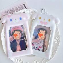 INS 可爱不对称甜点兔 3 英寸厚卡套，偶像小卡校园卡片收纳展示挂件 - 彩色 - 查看 4