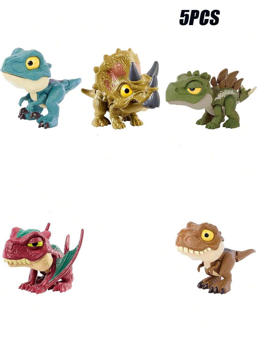 5 Mini Mordedores de Mano de Dinosaurio | Juego de Mordedores Seguros para Bebés - Multicolor - Ver 1