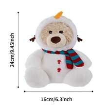 Yoyo Bear系列 - 雪人可变换坐姿毛绒玩具，可爱小熊毛绒玩具，新年节日礼物 - 白色 - 查看 7