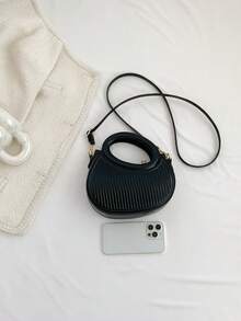 时尚白色小众设计，温柔法式风格，女士新款通勤约会手提包、单肩包和斜挎包 - 黑色 - 查看 9