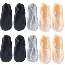 1/5双装 女士/女孩蕾丝花朵隐形短袜，防滑隐形船袜，夏季 - 彩色 - 查看 11