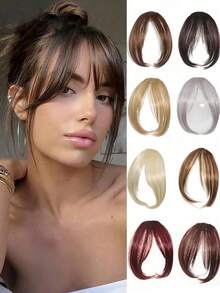 1 cặp tóc mái giả, kiểu dáng tự nhiên, bồng bềnh, phù hợp sử dụng hàng ngày, nhiều màu sắc để lựa chọn, thích hợp cho nữ giới, dự tiệc và sử dụng hàng ngày, phụ kiện tóc nữ, kẹp tóc, bộ dụng cụ tạo kiểu tóc, phụ kiện đội đầu, ghim cài tóc - Nhiều màu - Xem 3