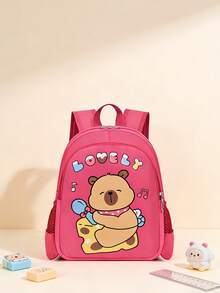 1pc Cute Capybara Backpack - Cartoon Animal Print, Casual Style, Back To School Backpack, With Zipper Closure And Adjustable Shoulder Straps, Suitable For Campus And Travel - Multicolor - View 2