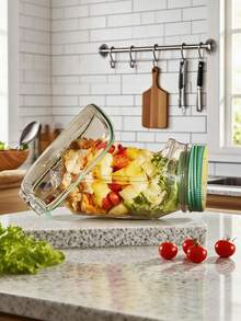 1 hộp đựng salad có nắp mở bên hông, bát salad kín, hộp đựng salad nhiều tầng thẳng đứng, thích hợp cho bữa trưa, dã ngoại, họp mặt gia đình và du lịch ngoài trời, hộp đựng salad di động có nắp và miệng mở bên hông, có thể tái sử dụng. - Nhiều màu - Xem 5