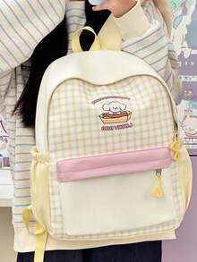 New Stylish High-Quality Plaid Pattern Large Capacity Fashionable Backpack Suitable For Various Occasions - Yellow - View 3