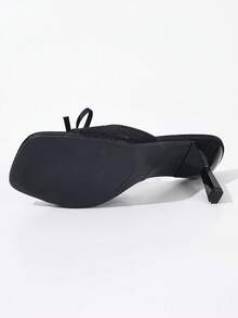 Women's Square Toe Mesh Breathable Open Toe High Heel Sandals, Versatile Minimalist Bowknot Stiletto Slide Sandals, New Summer Style - Black Square-head Double Mesh - View 6