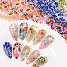 10张/盒 春季花卉美甲转印纸：玫瑰、芙蓉、花瓣和叶子图案 - 可爱迷人的美甲装饰、DIY美甲沙龙配件、美甲用品（不粘）