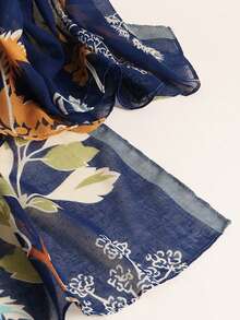 1pc Leaf Pattern Casual Woven Fabric Fashion Scarf For Women, Spring/Summer/Autumn - Multicolor - View 2