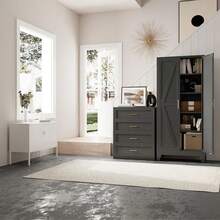 Metal High Cabinets, Black Metal Cabinets, Kitchen Cabinets, Filing Cabinets, Equipped With 2 Doors And 4 Adjustable Shelves (Black) - màu đen - Xem 3