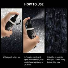 Mopoyat Spray con brillo plateado, polvos metálicos, spray para cabello y cuerpo, ilumina el maquillaje, maquillaje festivo, actuaciones en escena, crea un efecto brillante, maquillaje deslumbrante, fácil de aplicar, textura refrescante y no grasa, realza el efecto del maquillaje, aporta luminosidad, perfecto para fiestas. - Gris Claro - Ver 4
