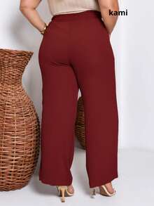 Plus Size Pantalona Duna Feminina - Màu Đỏ Sâu - Xem 2