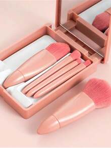 Mini Portable Folding Makeup Mirror With 5 Brushes – Ideal For Travel, Purse And Daily Use, Practical For Quick Touch-Ups Anywhere - Aleatório - 查看 8
