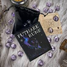 符文石套装 疗愈水晶 - 紫色釉面女巫铭文 紫色铭文（24 颗 + 1 颗空白石 + 说明书 + 收纳袋 + 收纳盒） - 适用于女巫、灵修者 - 冥想、维京家居装饰 - 彩色 - 查看 6