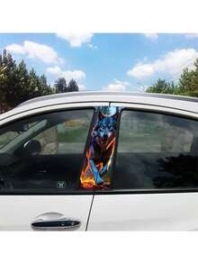 2张狼图案汽车B柱贴纸 - 耐用防水自粘可重复使用车身贴花 - A - 查看 4