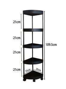 5/4/3 Tier Rotating Bathroom Storage Rack With Wheels And Triangular Base, Plastic Organizer Shelf For Corner, Kitchen, Living Room, Bathroom, Hotel, Balcony, Hallway And Entryway, Easy To Move And Disassemble, Ideal Gift