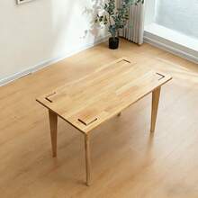 無垢材ダイニングテーブル 介護用 補助グリップ付き 転倒防止機能 幅100/120cm 曲辺デザイン 1〜6人用 頑丈 多機能 ナチュラル 木製 単品 - ナチュラルA・ストレート100 - チェックする 6