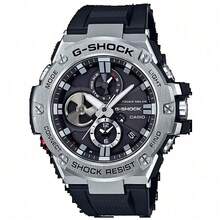 Casio 卡西欧 G-Shock 男士高级模拟腕表 - 太阳能动力蓝牙连接，不锈钢表圈搭配黑色树脂表带，200米防水防震，商务、户外探险及高端礼品皆宜的奢华腕表 - 均碼 - 查看 2