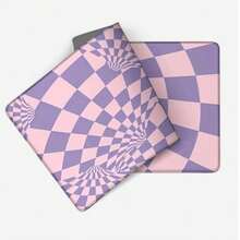 1 件粉紫色光学错觉棋盘格图案鼠标垫，独特渐变几何桌面垫，大号防滑办公及游戏键盘垫 - 長方形 - 查看 5
