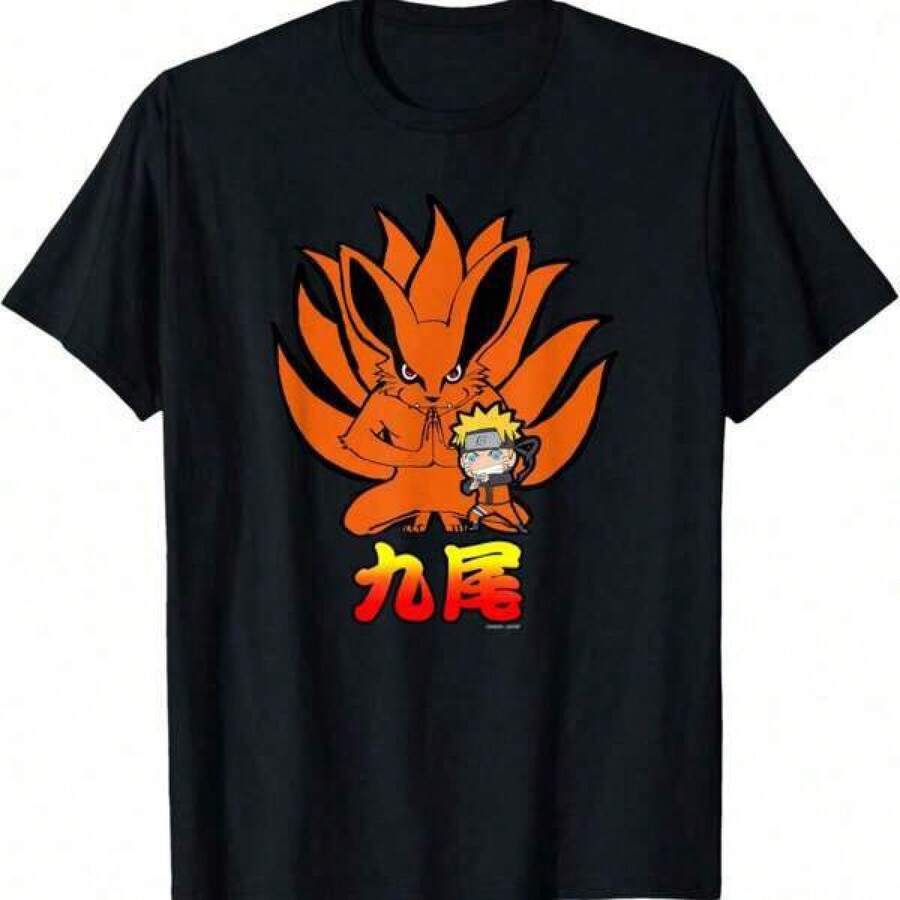 Shirts Graphic Unique Print Casual T-Shirt Narutos Shippuden Narutos Kurama Nine Tails Chibi T-Shirt Spring And Summer Vacation Stylish Tops, Men's&Women's Favorite Graphic Tees Seasonal Apparel Breathable Material,Festive-Unisex - Black - View 1