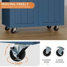 Vongrasig Kitchen Island Cart With Storage,Rolling Kitchen Island Side Table On Wheels With Worktop,Storage Cabinet,Towel Rack And Drawers For Kitchen,Dinning Room - Blue - View 5