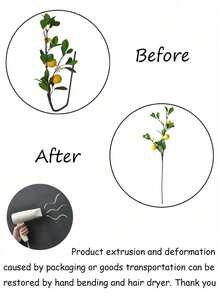 1个29.92英寸人造橙子果柄假橘子枝水果装饰，适用于花瓶、厨房、家居派对、春夏装饰 - 三果檸檬 - 查看 4