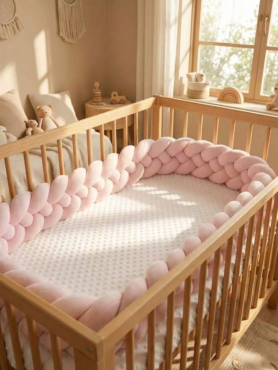 1pc Multi-Color Optional 4-Strand Braided Twisted Bed Guard Decor Baby Bed Rail Newborn Children Anti-Collision Soft Padded Baby Crib Guard Rail - Multicolor - View 1