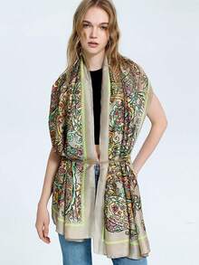 1pc 180*90cm Large Silk Satin Scarf Hijab Women Print Spring New Shawl Wrap Female Hand Pashmina Travel - Multicolor - View 3