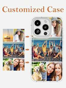 1pc Customized Transparent Shockproof Phone Case With Personal Photo, Soft Protective Back Cover Compatible With IPhone 17 16 15 14 13 12 11 Pro Max 14 15 16 Plus 16e SE4, Galaxy S25 S24 S23 S22 Ultra Edge, Personalized Gift For Couples, Friends, Family, Anniversary, Valentine's Day, Birthday, Wedding, Mother's Day, Father's Day, Best Friends - Clear - View 3