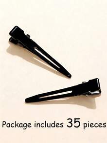 35pcs/15pcs/5pcs Women Simple Fashion Cute Casual Street Y2K Style 4.5cm/1.77in Alloy Black Hollow Hair Clips, Suitable For Women Daily Makeup Salon Styling Use Clamps Hair Clips Alligator Hair Clips, Claw Clips, Hair Slide, Hair Barrettes - Black - View 5