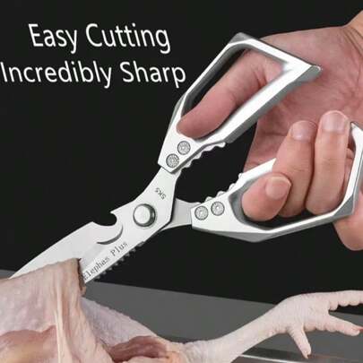 1pc Heavy Duty Stainless Steel Meat Scissors - Easily Cut Chicken Bones, Multipurpose Kitchen Tool For Home, Restaurant And Outdoor Use - , Rust-Proof, Professional Grade Kitchen Cutting Tool, Versatile Shears